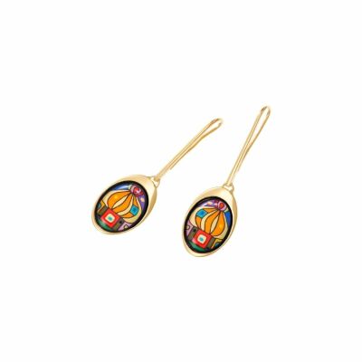 Boucles d'oreilles créoles FREYWILLE Hommage à Hundertwasser 10002 Nights en émail plaqué or jaune