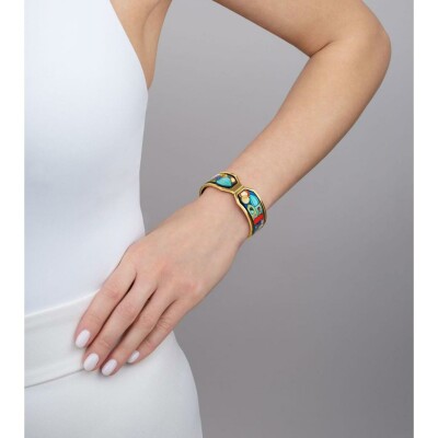 Bracelet FREYWILLE Hommage à Hundertwasser en plaqué or jaune et email