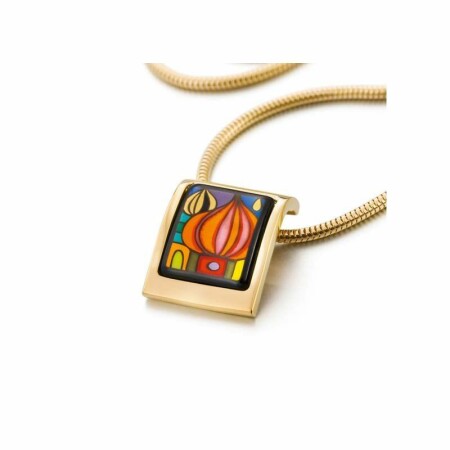 Pendentif FREYWILLE Hommage à Hundertwasser Square en email plaqué or jaune