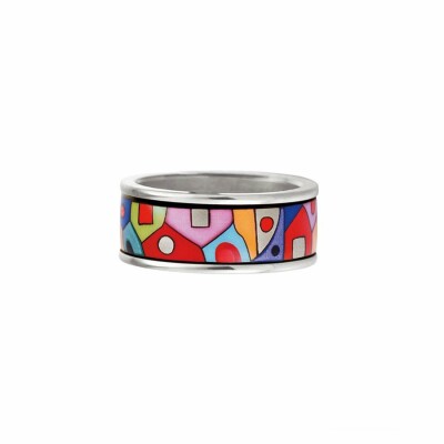 Bague FREYWILLE Hommage à Hundertwasser en émail grand feu plaqué au rhodium-palladium