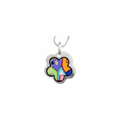 Pendentif FREYWILLE Hommage à Hundertwasser en émail plaqué rhodium-palladium