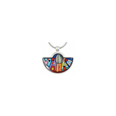Pendentif FREYWILLE Hommage à Hundertwasser - Cours des Avenues en email plaqué rhodium-palladium