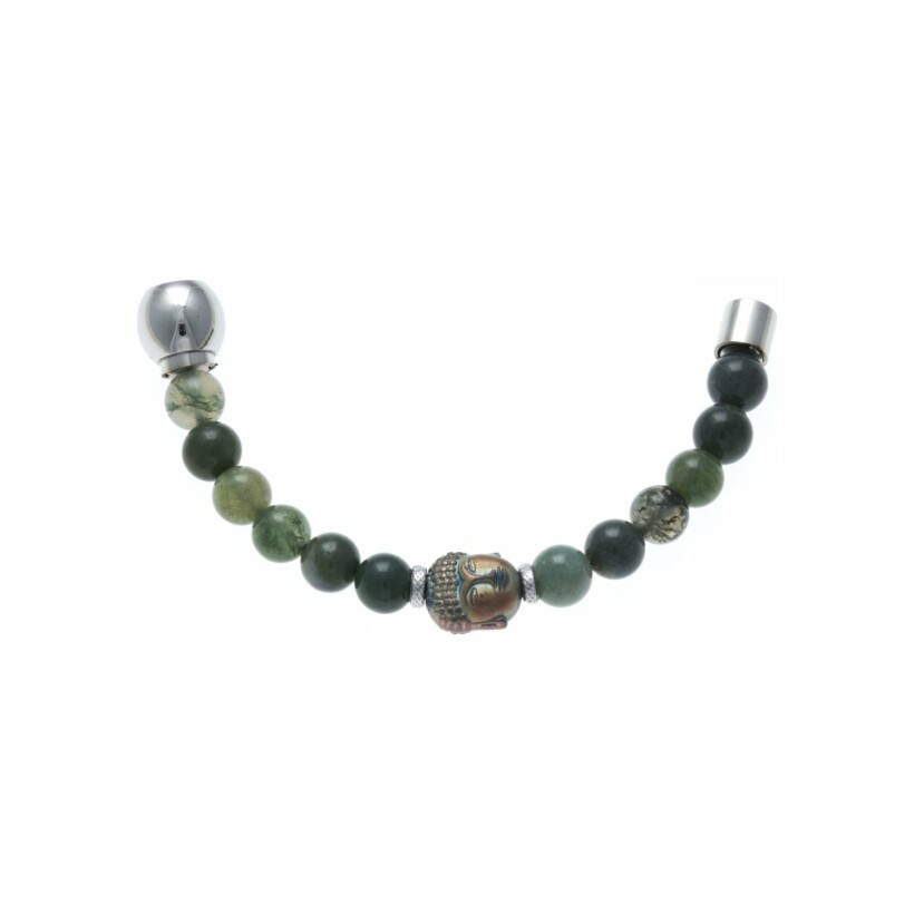 Bracelet Les perles de Venus Apollon en acier et agate verte