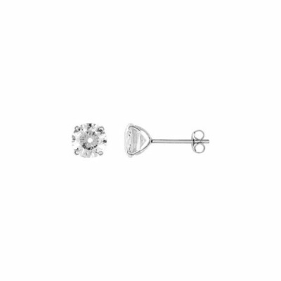 Boucles d'oreilles en or blanc et oxyde de zirconium