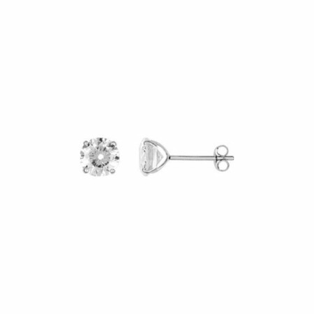 Boucles d'oreilles en or blanc et oxyde de zirconium