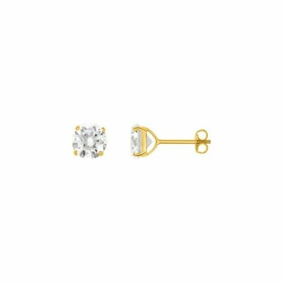 Boucles d'oreilles en or jaune et oxyde de zirconium