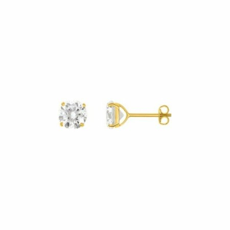 Boucles d'oreilles en or jaune et oxyde de zirconium