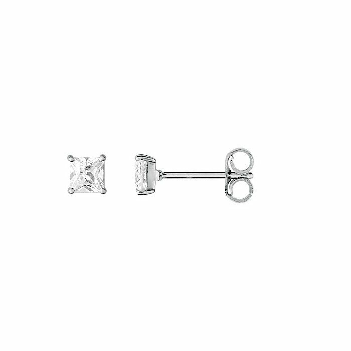 Boucles d'oreillles clou en or blanc et oxyde de zirconium