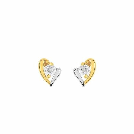 Boucles d'oreilles en or jaune, or blanc et oxydes de zirconium