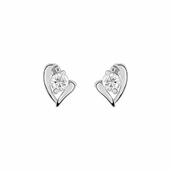 Boucles d'oreilles clous en or blanc et oxyde de zirconium