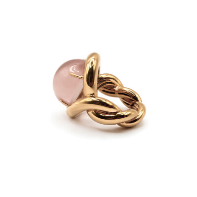 Bague Isabelle Barrier en or rose et quartz, taille 53