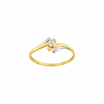 Bague en or jaune, or blanc et oxyde de zirconium