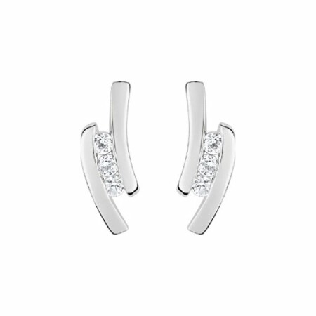 Boucles d'oreilles en or blanc et oxydes de zirconiums