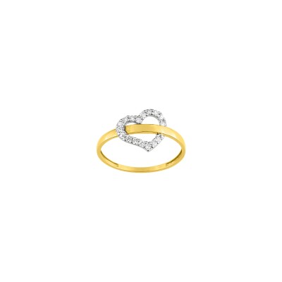 Bague en or jaune, or blanc et oxyde de zirconium