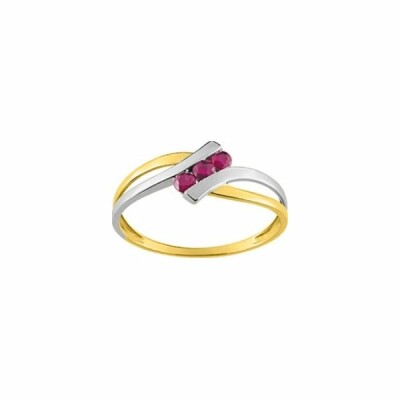 Bague en or blanc, or jaune et rubis