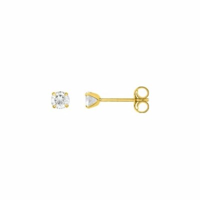 Boucles d'oreilles en or jaune et oxyde de zirconium