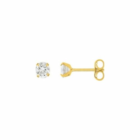 Boucles d'oreilles en or jaune et oxyde de zirconium