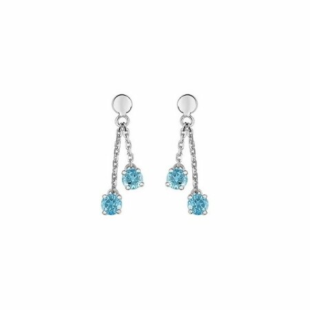 Boucles d'oreilles pendantes en or blanc et topaze