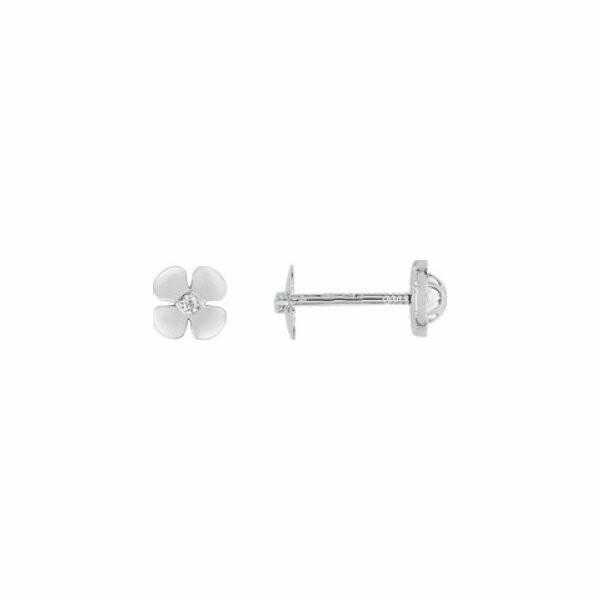 Boucles d'oreilles vis en or blanc et oxyde de zirconium