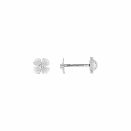 Boucles d'oreilles vis en or blanc et oxyde de zirconium