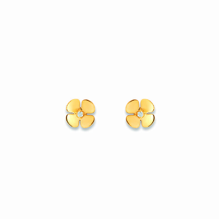 Boucles d'oreilles en or jaune et oxydes de zirconium