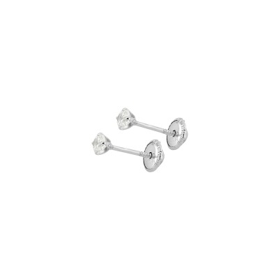 Boucles d'oreilles à vis en or blanc et oxyde de zirconium