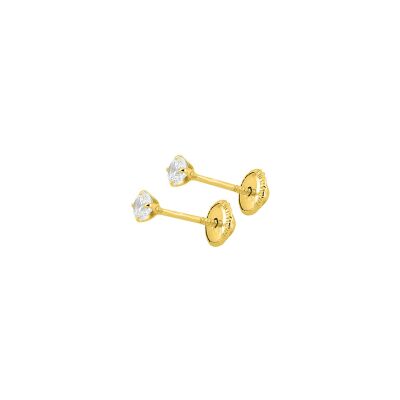 Boucles d'oreilles à vis en or jaune et oxyde de zirconium