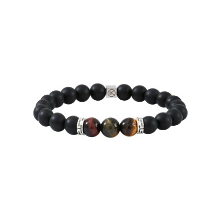 Bracelet IKOBA Les Hommes 3 oeils en agate noire dépolie