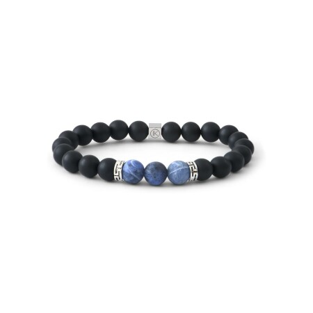 Bracelet IKOBA Les Hommes en agate noire dépolie et sodalite dépolie