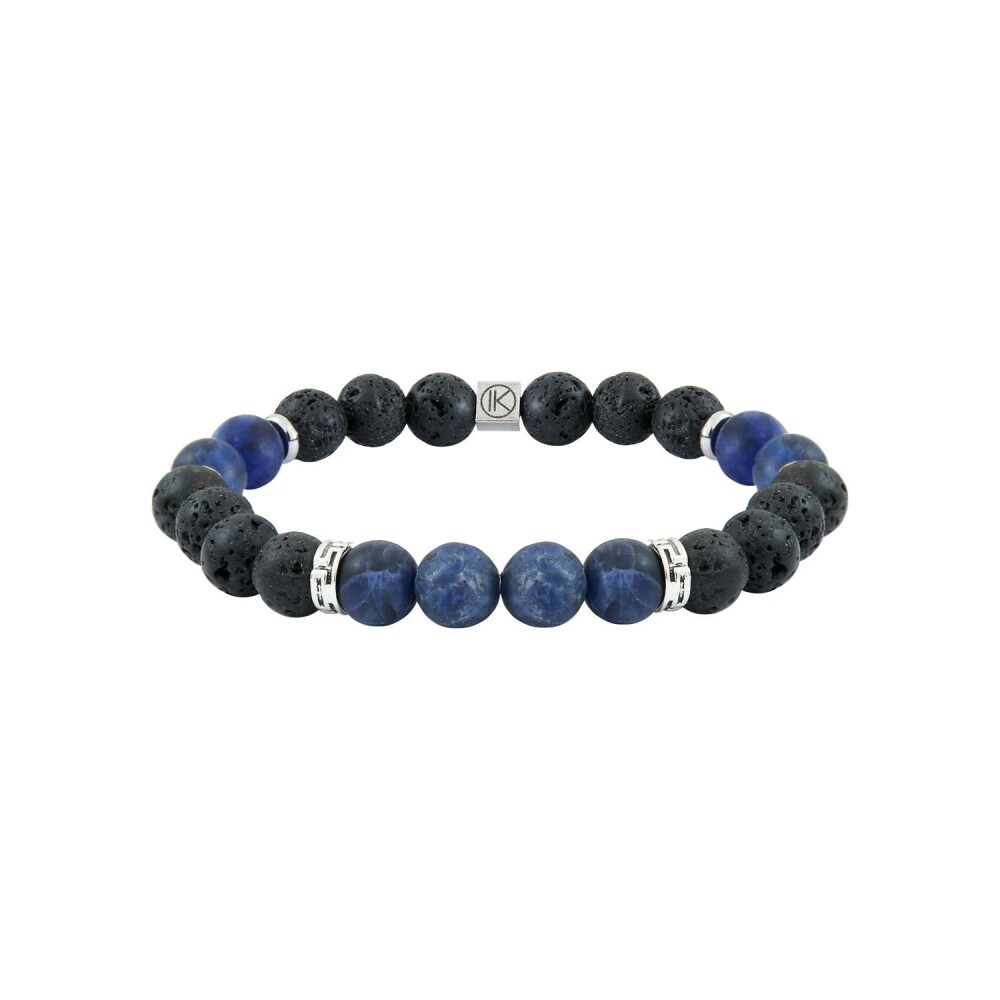 Bracelet IKOBA Les Hommes en sodalite dépolie et pierre de lave