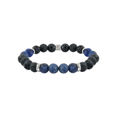 Bracelet IKOBA Les Hommes en sodalite dépolie et pierre de lave