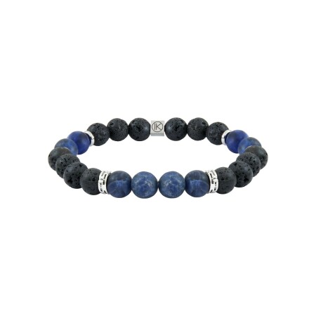 Bracelet IKOBA Les Hommes en sodalite dépolie et pierre de lave