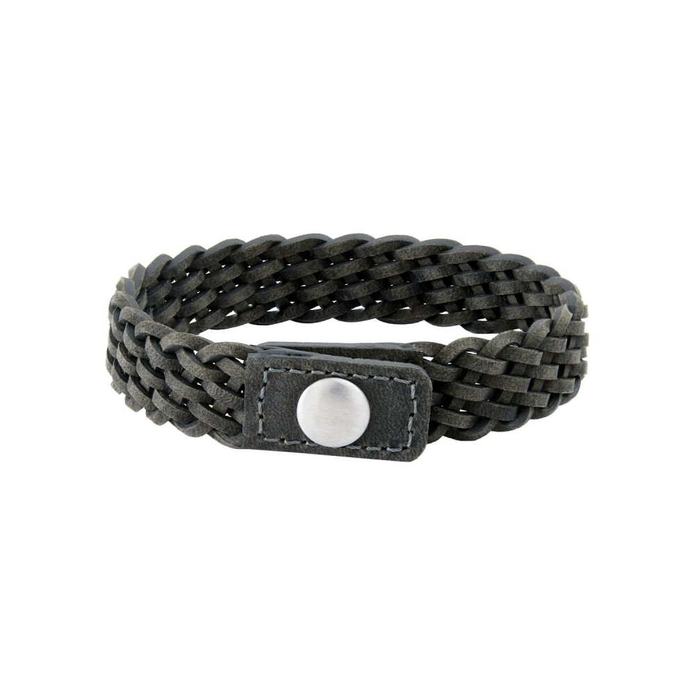 Bracelet IKOBA Les Hommes en cuir vert de gris avec fermoir pression