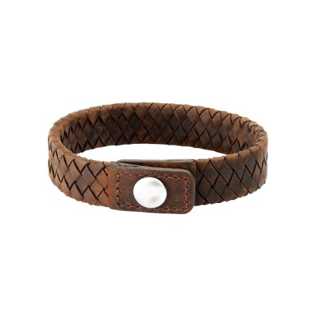 Bracelet IKOBA Les Hommes en cuir marron avec fermoir pression