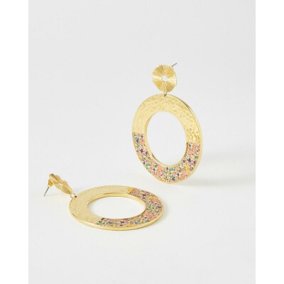 Boucles d'oreilles FlowersforZoé ILLUSION en acier doré et cuir