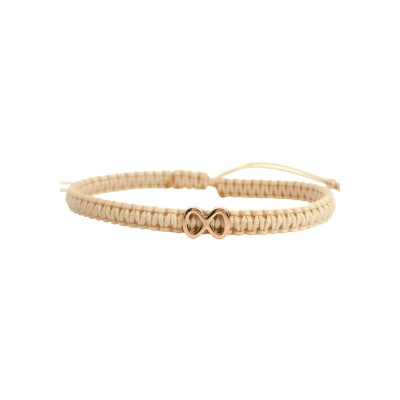 Bracelet en textile symbole infini en or rose