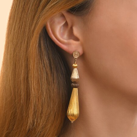 Boucles d'oreilles pendantes Satellite en métal doré à l'or jaune 14ct