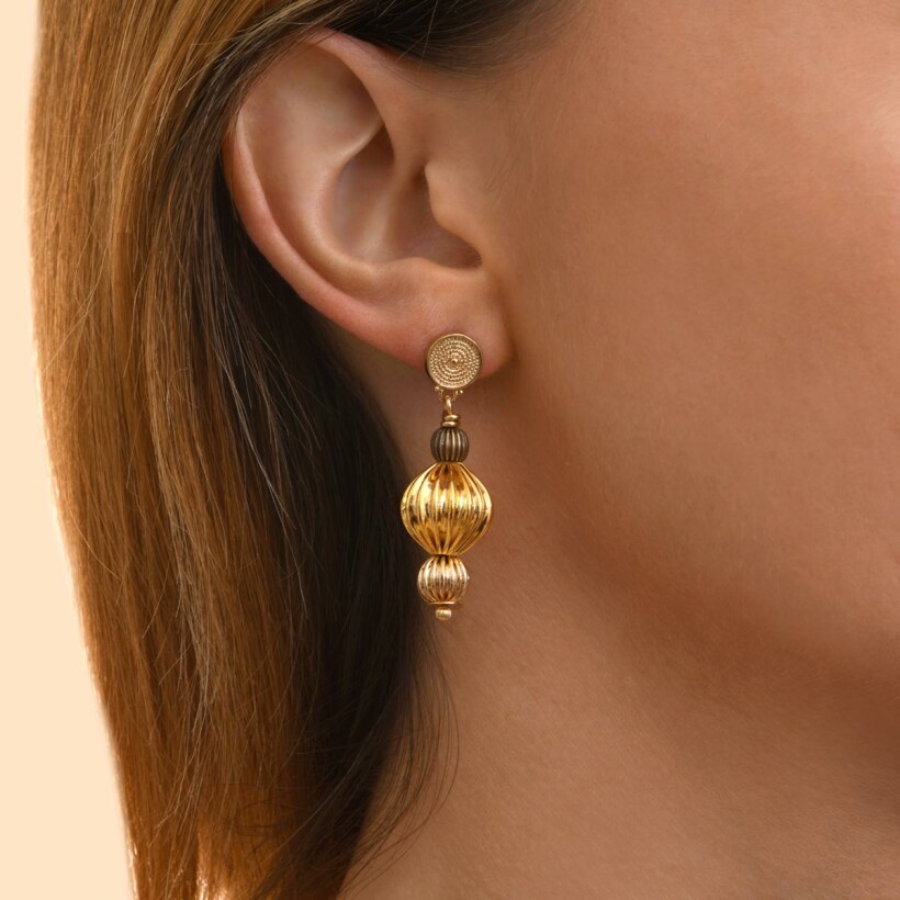 Boucles d'oreilles pendantes Satellite en métal doré à l'or jaune 14ct