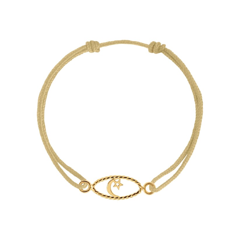 Bracelet sur cordon Charlet Iris Croissant de lune PM en or jaune, 17.5cm