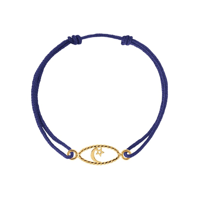 Bracelet sur cordon Charlet Iris Croissant de lune PM en or jaune, 17.5cm