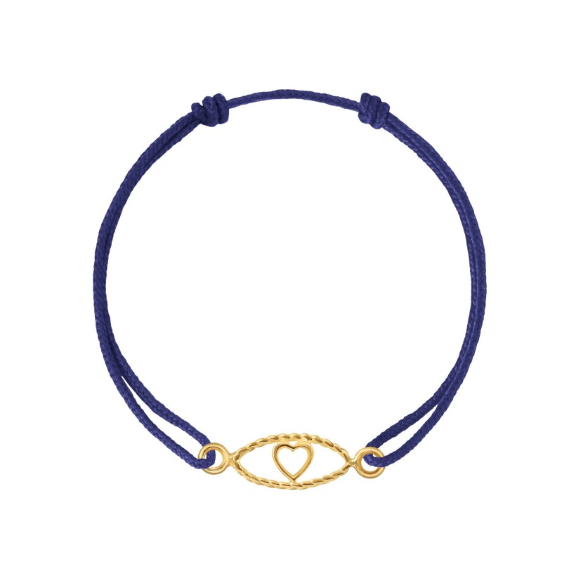 Bracelet sur cordon Charlet Iris Cœur PM en or jaune, 17.5cm