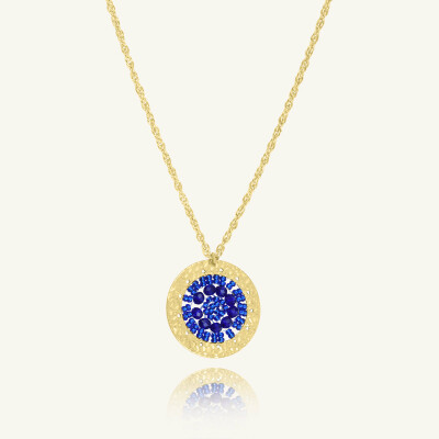Collier Sàntibé Bijoux Isabella en laiton, métal doré et perles bleu