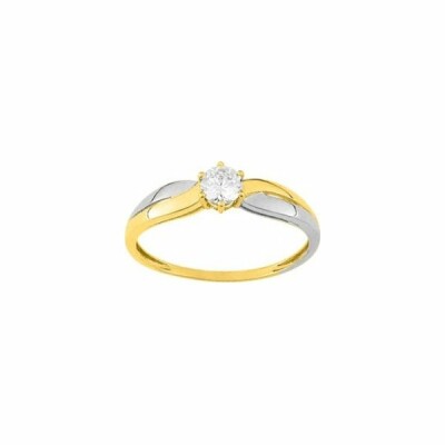 Bague en or jaune, or blanc et oxydes de zirconium