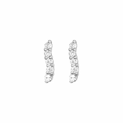 Boucles d'oreilles clous en or blanc et oxydes de zirconium