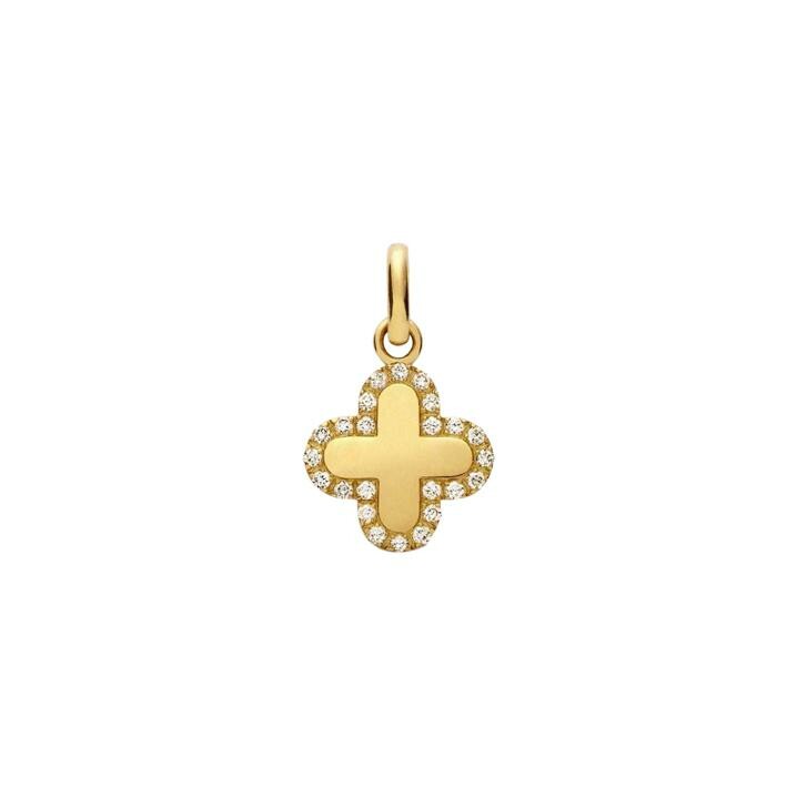 Arthus Bertrand Clover cross pendant, yellow gold and diamonds paved