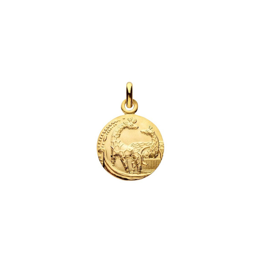 Arthus Bertrand Noah's ark giraffe medal, sandblasted yellow gold