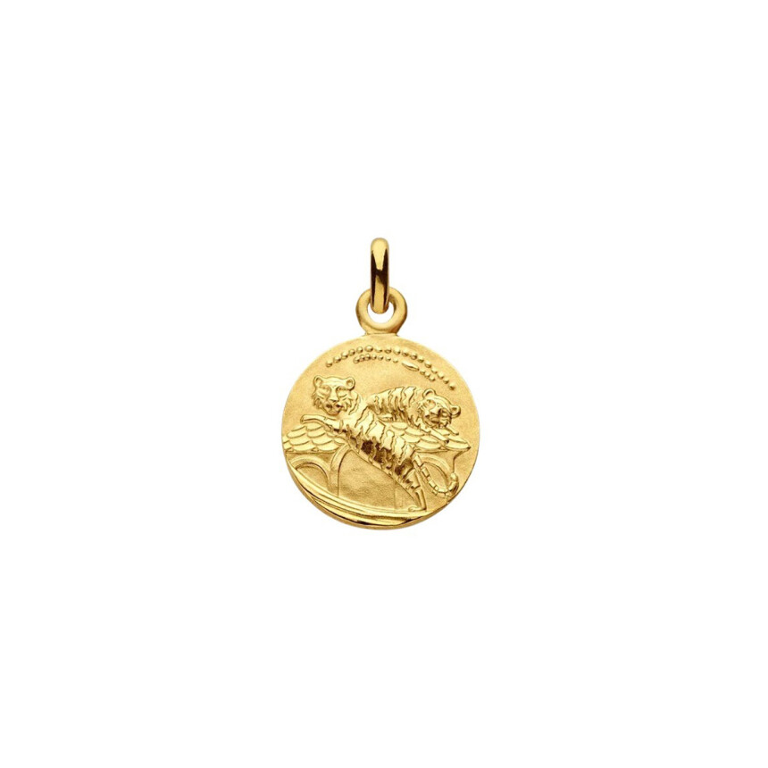 Arthus Bertrand Noah's ark Tiger medal, sandblasted yellow gold