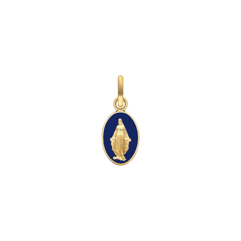Médaille Arthus Bertrand Vierge miraculeuse en or jaune et laque bleu marine