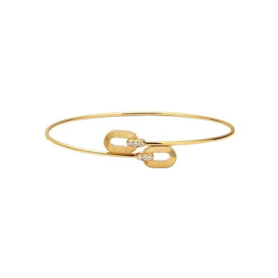 Bracelet jonc Arthus Bertrand Ruban en or jaune et diamant