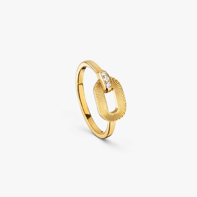 Bague Arthus Bertrand Ruban en or jaune polie et diamants T54